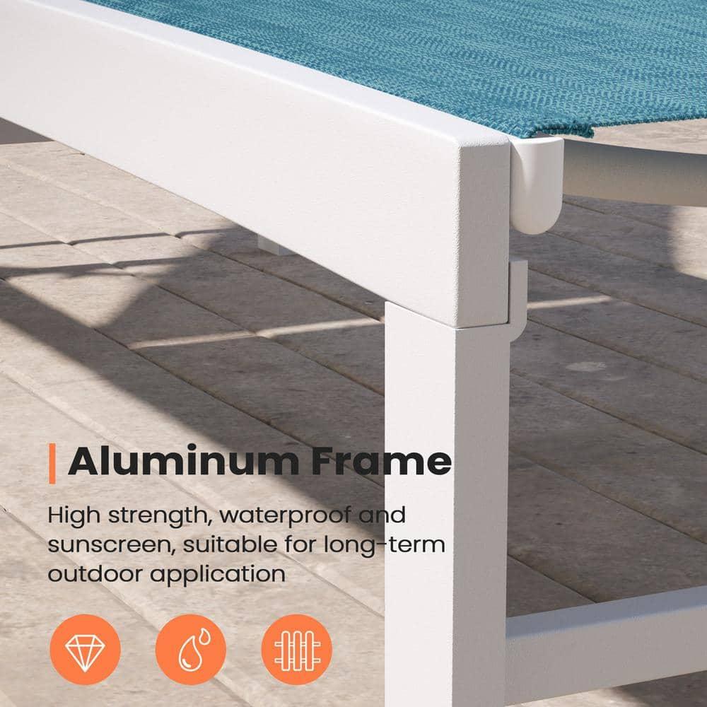 Pellebant  Outdoor Aluminum Patio Chaise Lounge Chair Adjustable - N/A Blue