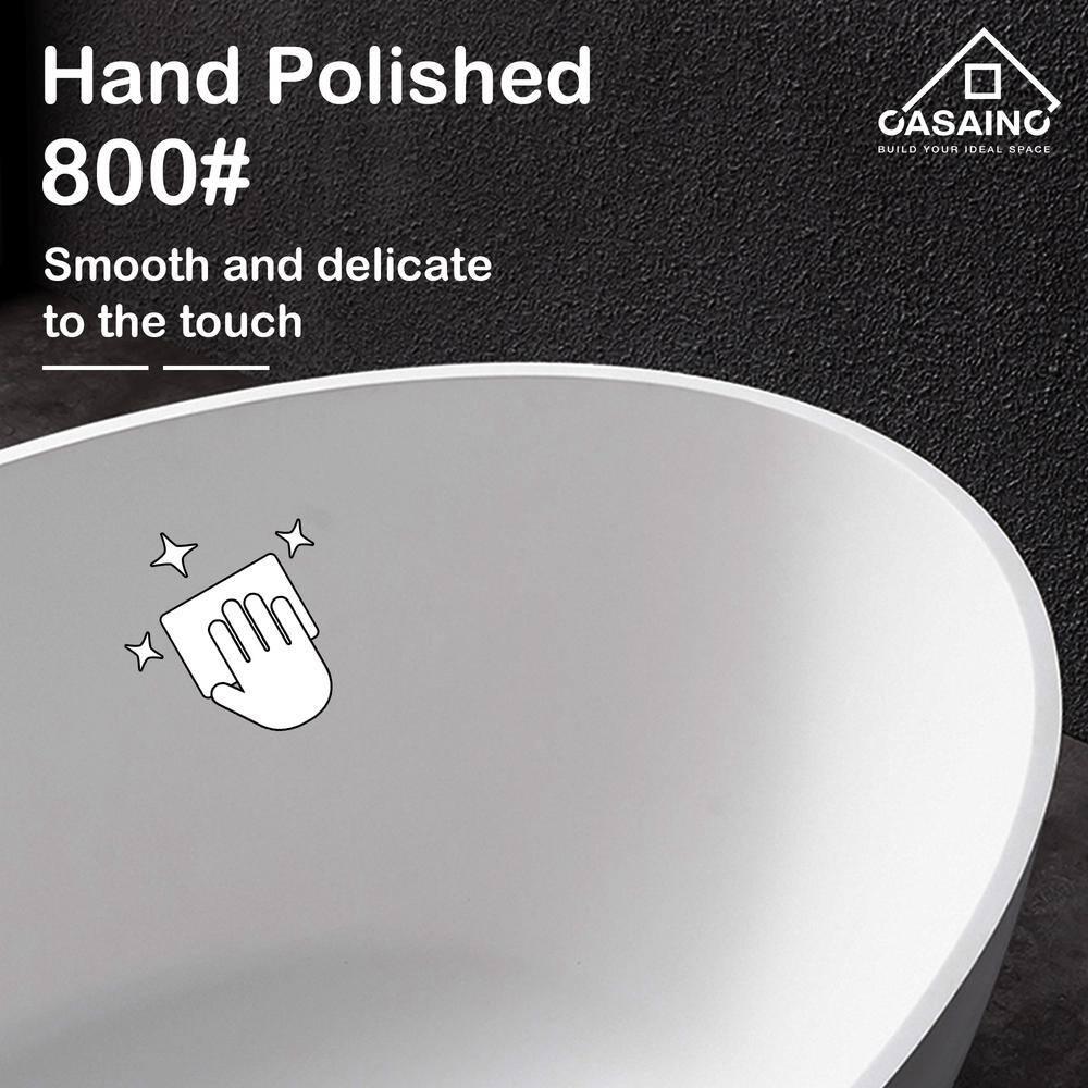 CASAINC Monaco 67 inch White Big Freestanding Stone Solid Surface Bathtub CA-MJ39327