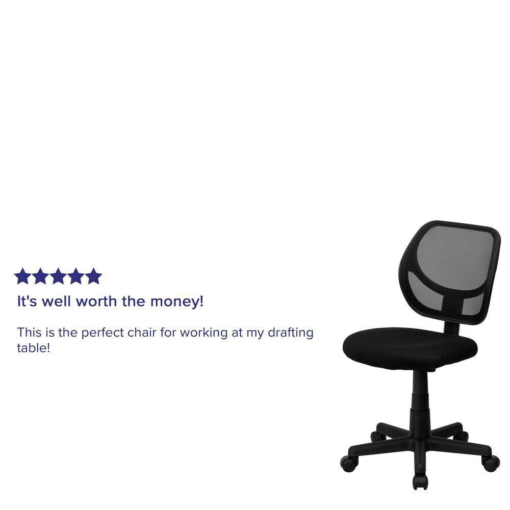 Flash Furniture Low Back Black Mesh Swivel Task Office Chair with Curved Square Back