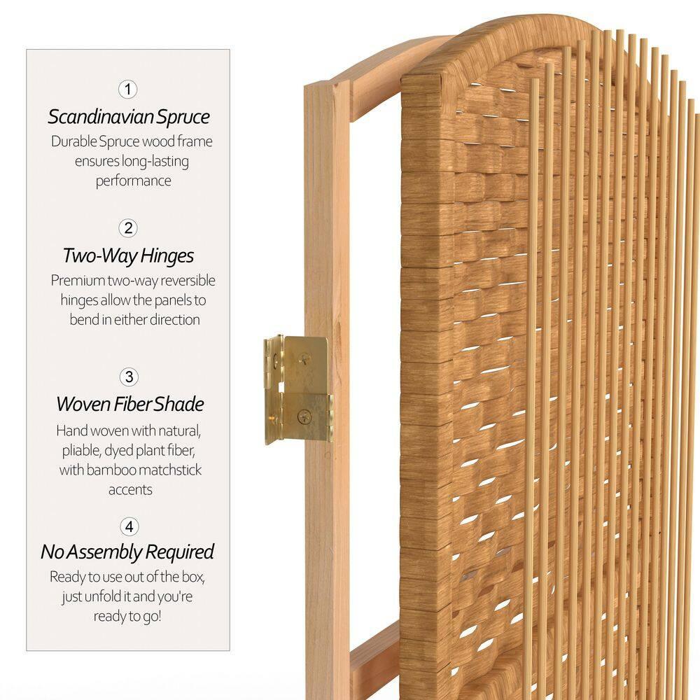 7 ft. Tall Diamond Weave Room Divider - Light Beige (6 Panels)