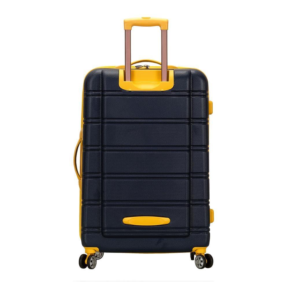 Rockland Melbourne Hardside Expandable Luggage with Spinner Wheels Navy Checked Large 28"