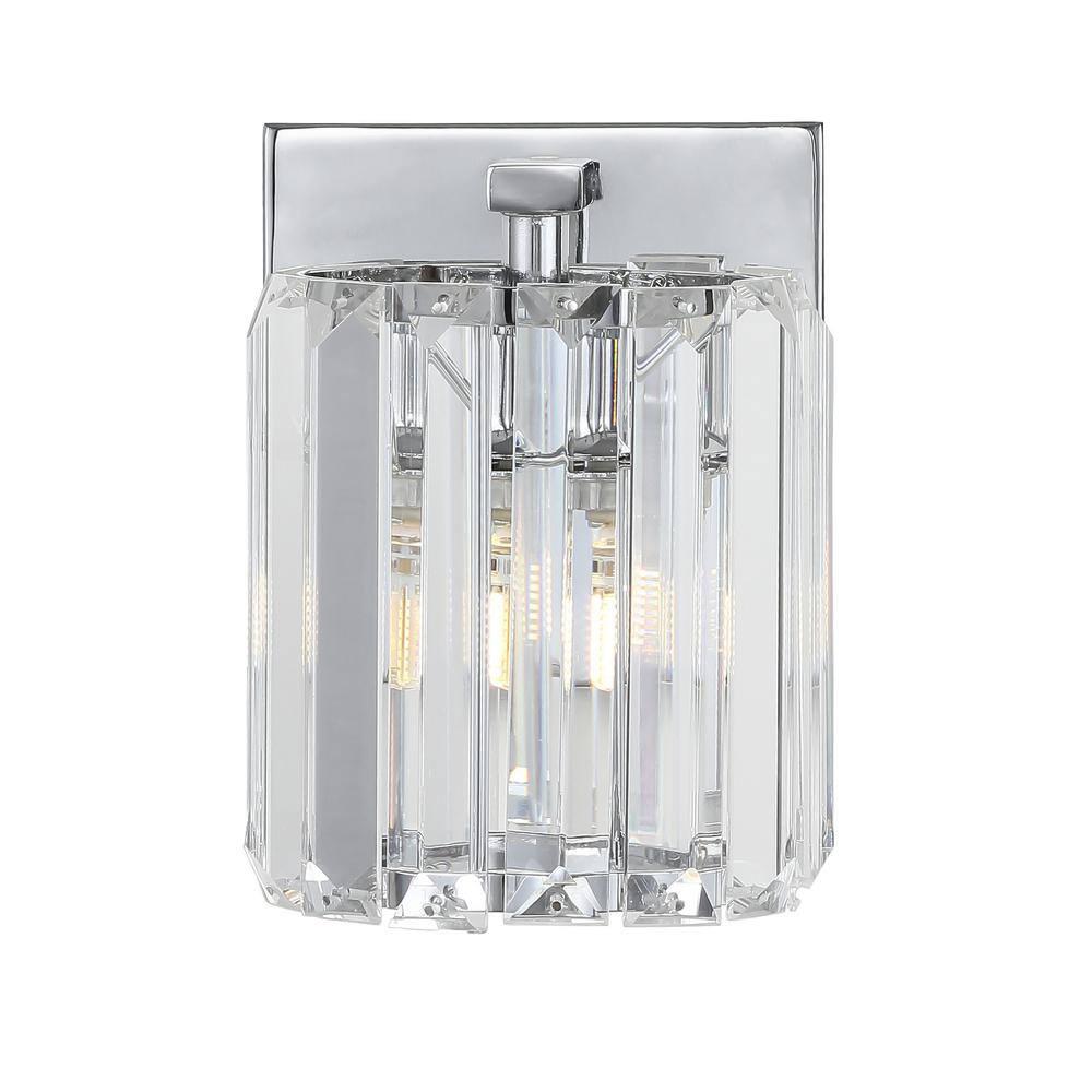 Coco Prism Vintage 4.75" 1-Light Metal/Glass Classic Glam LED Vanity Light, Chrome