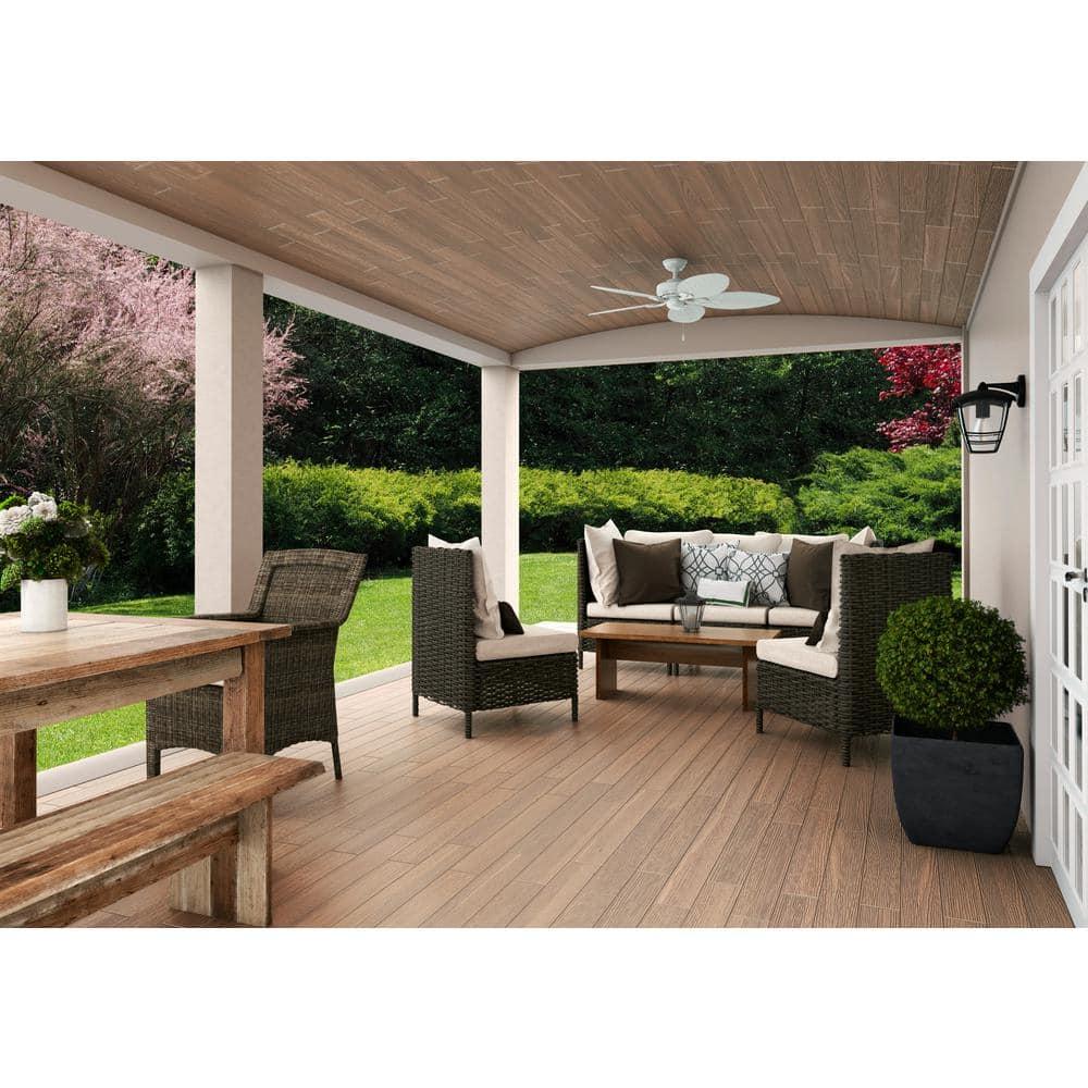54" Bayview 5 - Blade Outdoor Tropical Leaf Ceiling Fan with Pull Chain