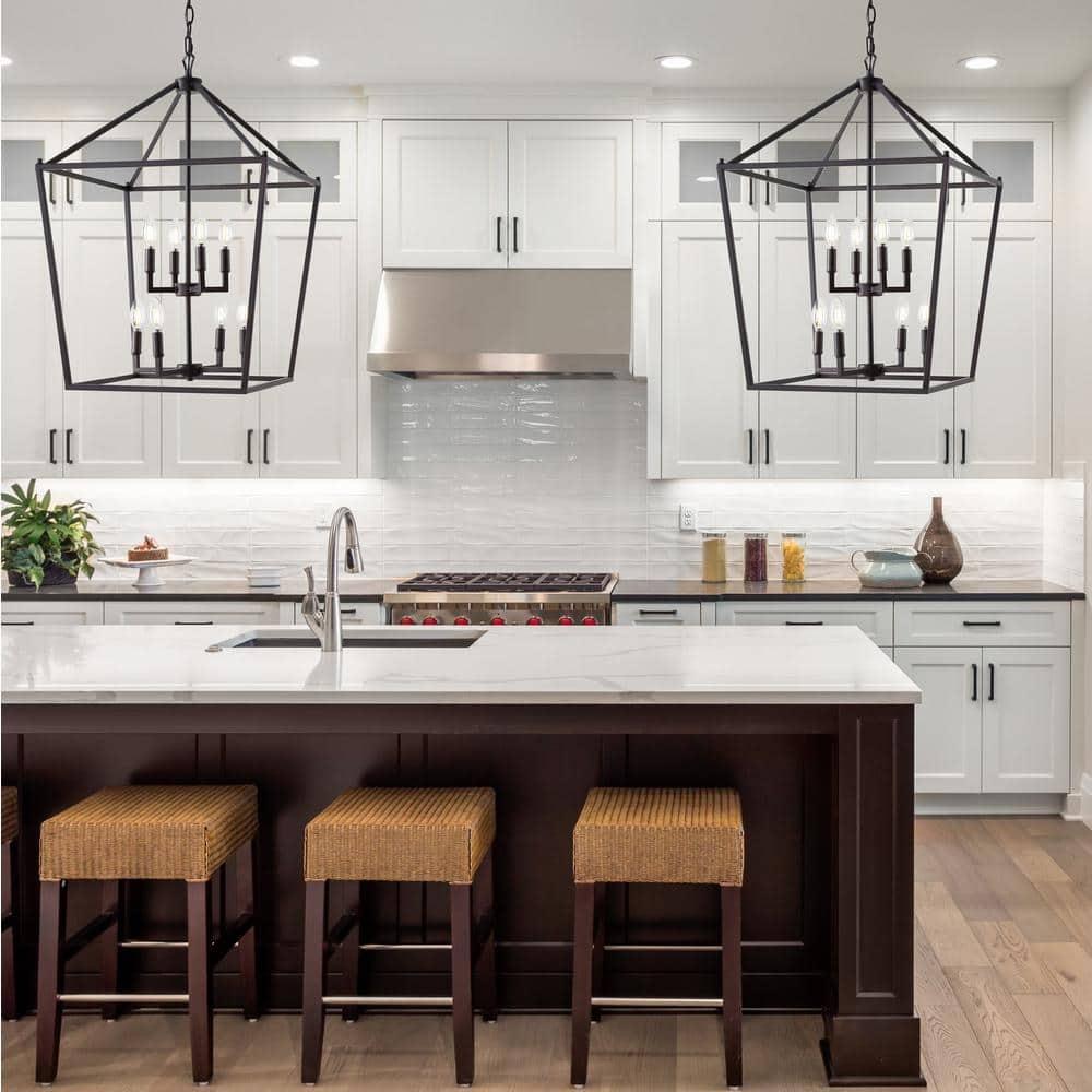 Pagoda 20" 8-Bulb Lantern Metal LED Pendant, Oil Rubbed Bronze