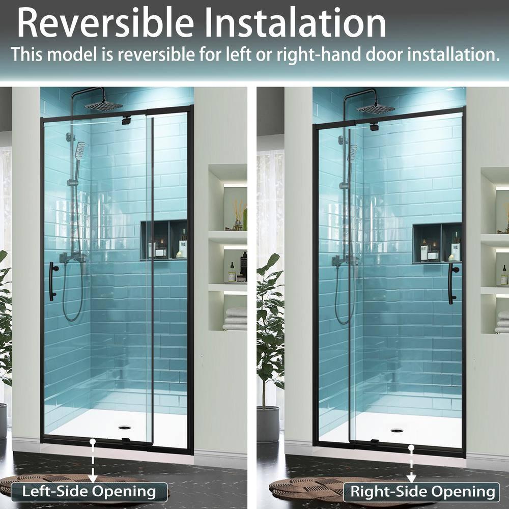 28 - 32 in. W x 71 in. H Pivot Semi-Frameless Sliding Shower Door in Matte Black with Clear SGCC Tempered Glass