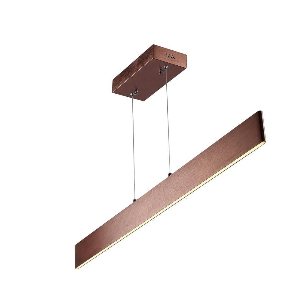 Draper 40" Dimmable Adjustable Integrated LED Metal Linear Pendant, Anodized Bronze
