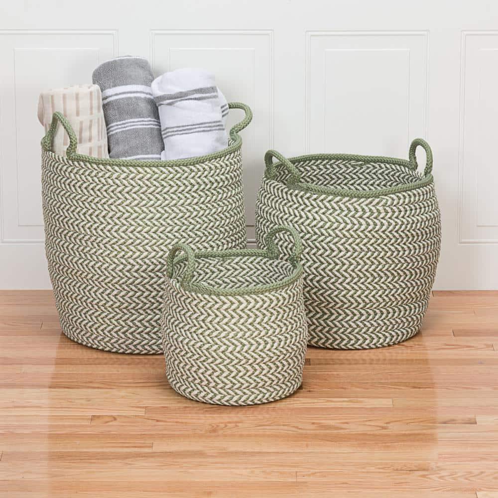 Colonial Mills Prevé Indoor/Outdoor Basket - White & Green 18"x18"x17"