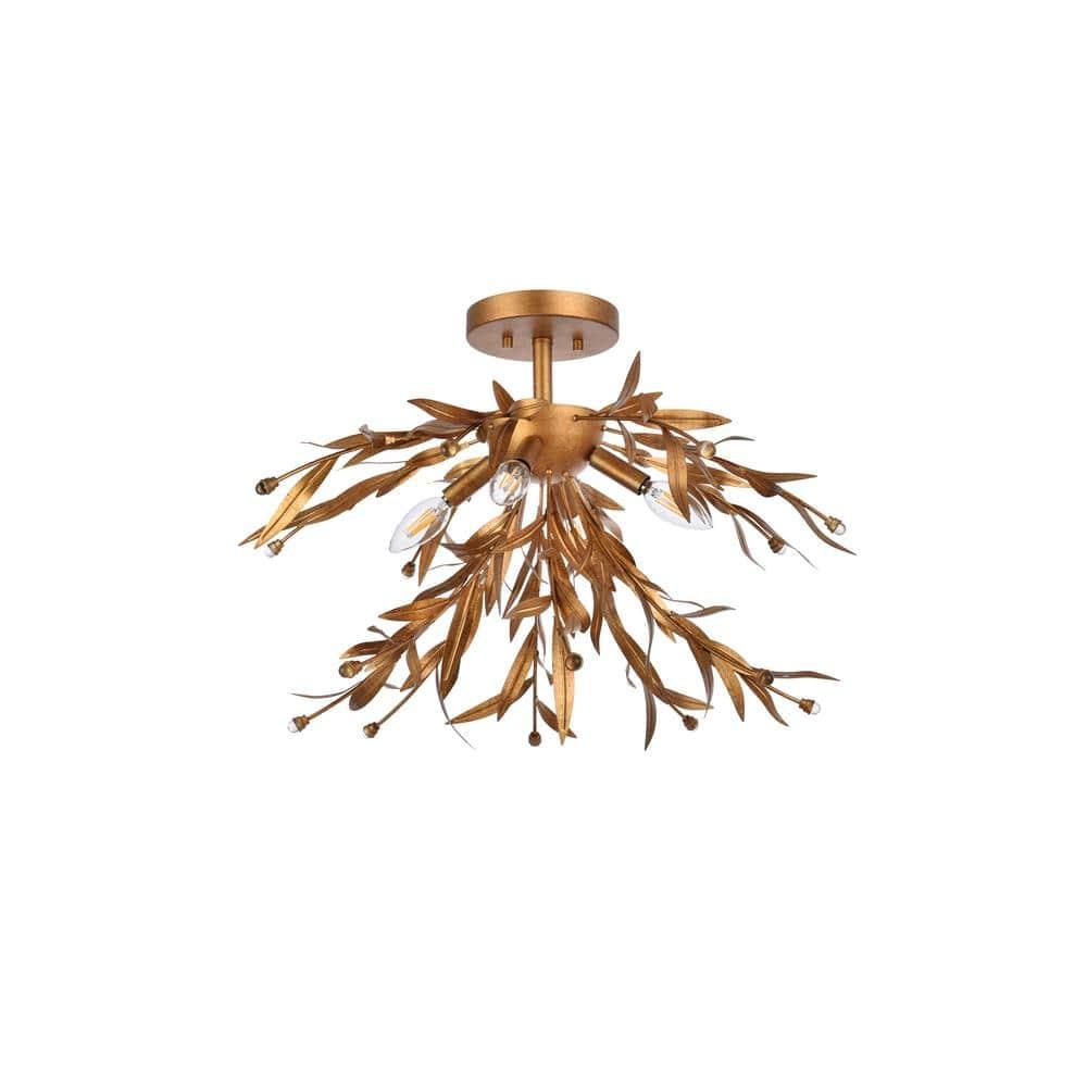 Elegant Lighting Priscilla 23 inch flush mount in gold leaf