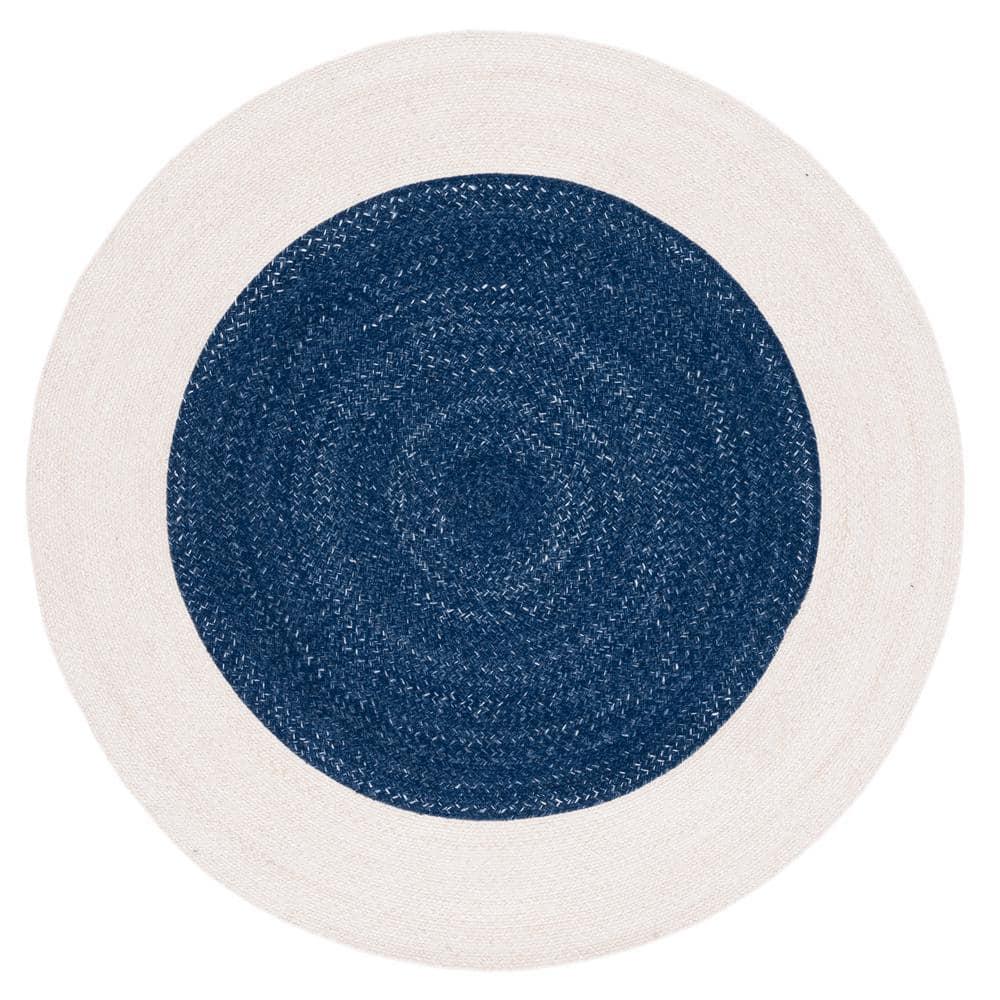 Braided BRD803 Hand Woven Area Rug - Navy/Ivory - 6' Round - Safavieh.