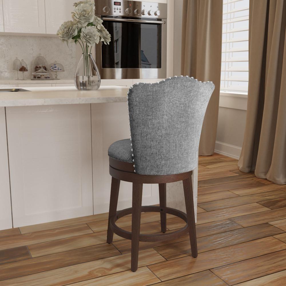 Hillsdale Edenwood 26.25" Fabric Traditional Counter Stool in Chocolate/Gray