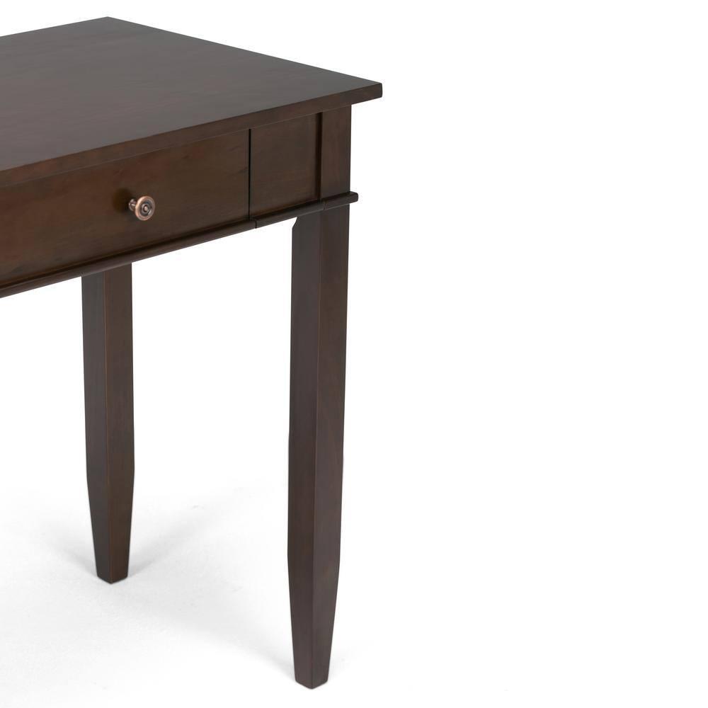 Simpli Home Carlton 44"W Solid Wood Storage Console Table in Dark Tobacco Brown with 2 Drawers