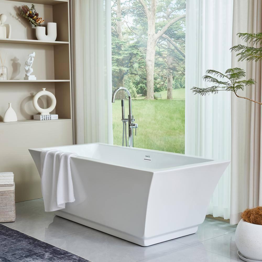 Orion 59'' x 30'' Freestanding Soaking Acrylic Bathtub