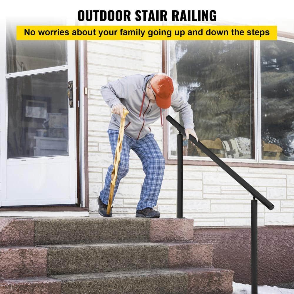 SKYSHALO Stair Railing Kit, , Adjustable Angle Black Aluminum Stair Handrail, 5 ft Handrails for Outdoor 0-5 Steps, Indoor & Outdoor Stairs for the Elderly