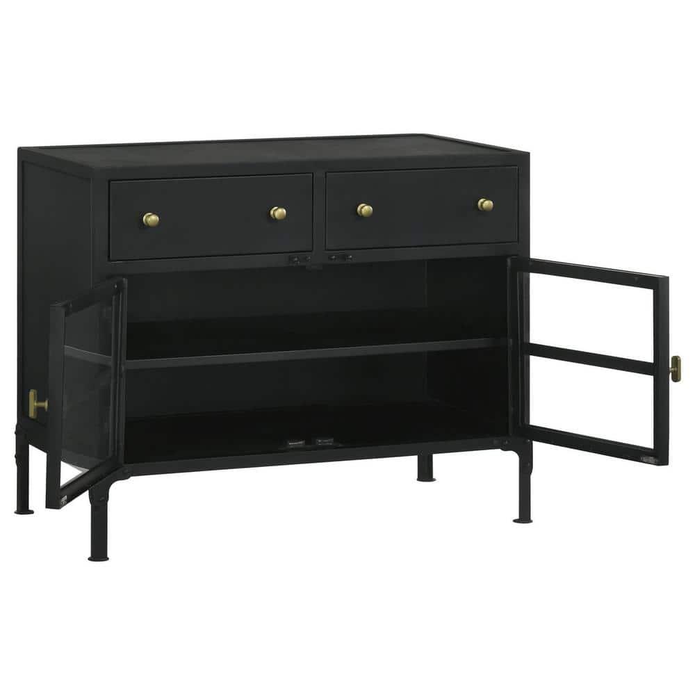 Coaster Sadler 2-drawer Metal Accent Cabinet with Glass Doors Black