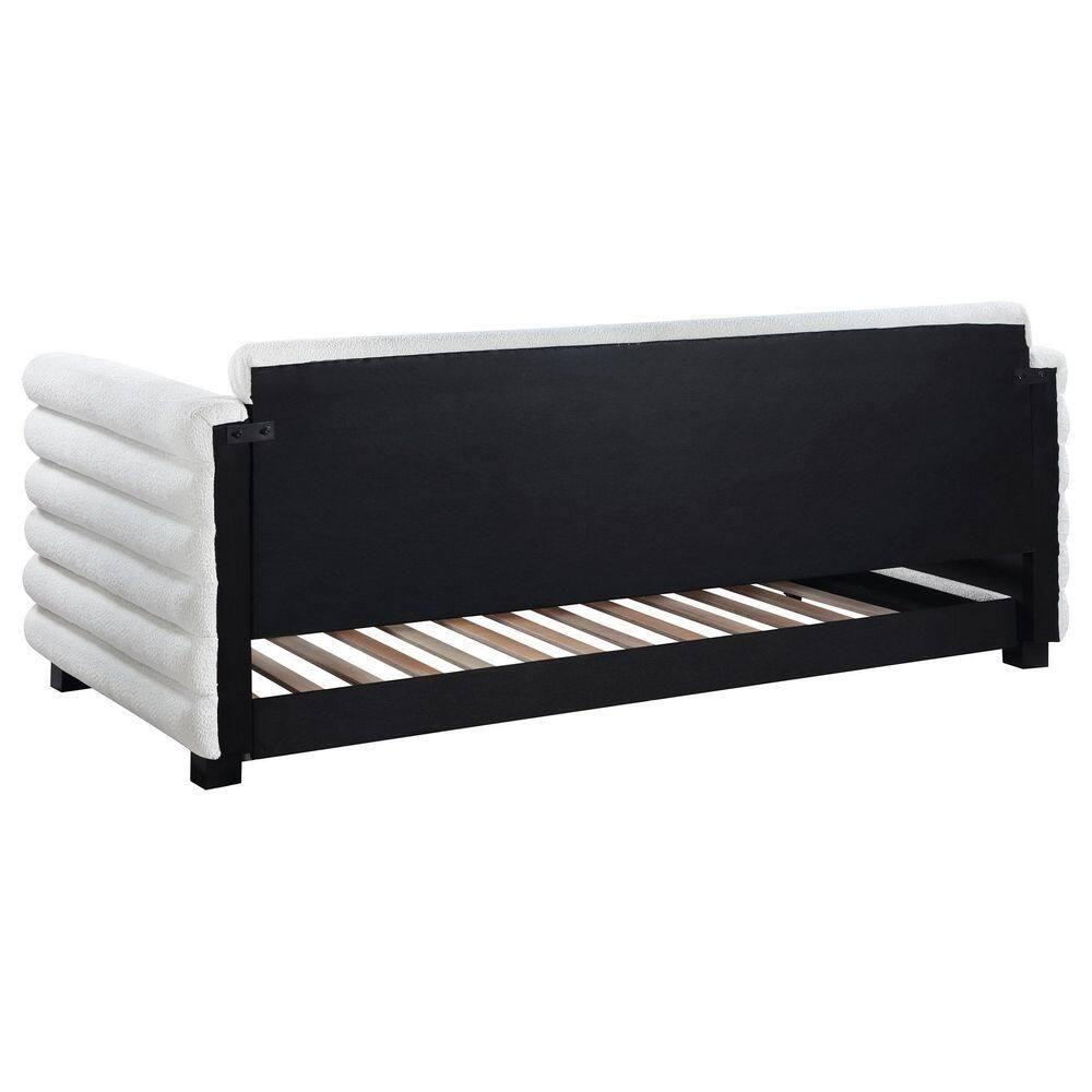 Coaster Patricia Boucle Fabric Upholstered Twin Day Bed with Trundle White
