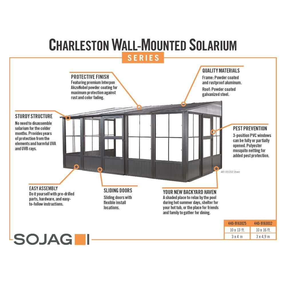 Sojag Charleston 16 Ft. W x 10 Ft. D Aluminum Patio Gazebo