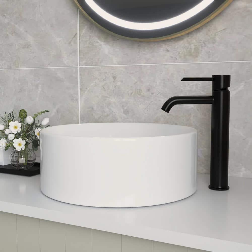 DeerValley Symmetry 16" Circular/Round White Vitreous Vessel Bathroom Sink