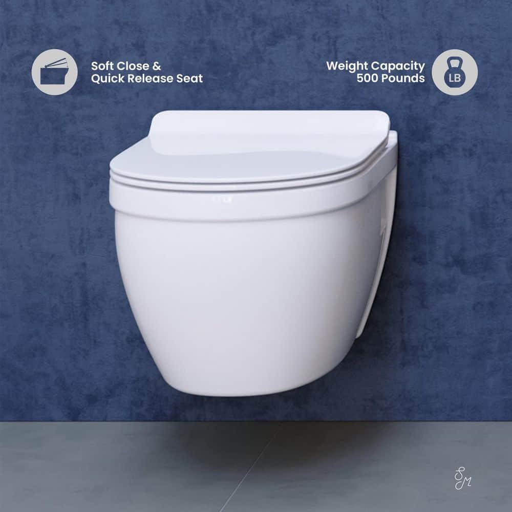 Swiss Madison SM-WT0901GW Ivy Wall-Hung Toilet Bundle 0.8/1.6 GPF Dual Flush With Flush Plate