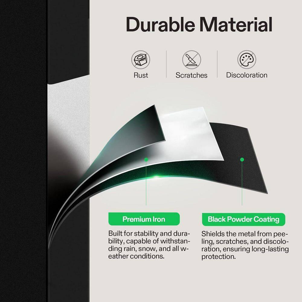 6-Step 36 in. H x 85 in. W Outdoor Black Wrought Mattle Iron Stair Railing Kit