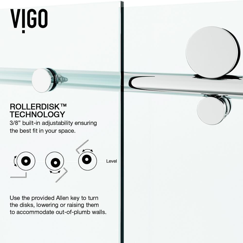 Elan E-Class 56-60" W x 66" H Sliding Frameless Tub Door with 3/8" Clear Glass