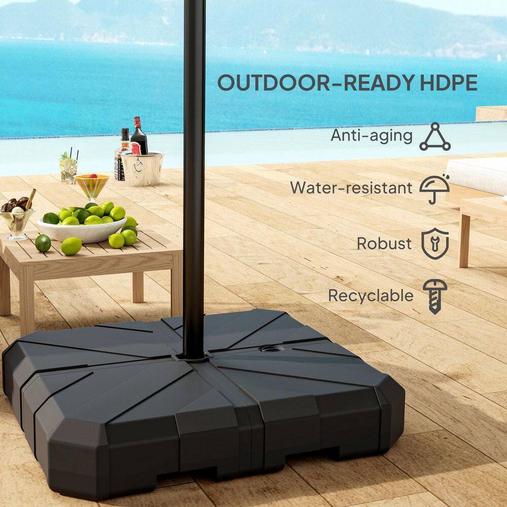 Outsunny Cantilever Offset Umbrella Base, Heavy Duty Outdoor Umbrella Stand Base, Sand/Water Filled Patio Umbrella Base for Garden, Poolside, Black
