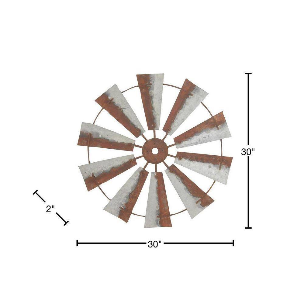 Millwood Pines Metal Indoor Outdoor Windmill Brown Wall Decor