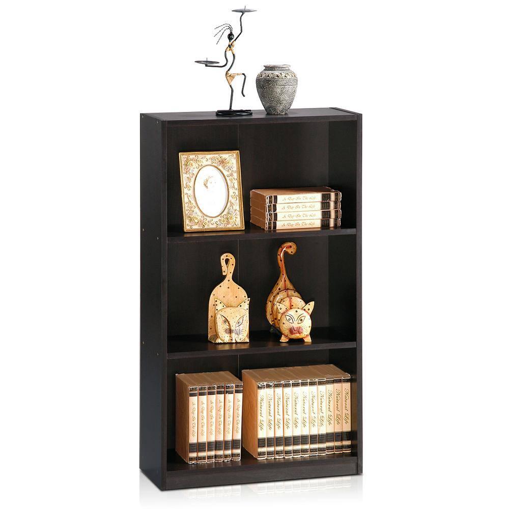 Furinno Easy Assembly 3 Cube Decorative Bookshelf Storage Display Cabinet 3-Tier Multi-functional Open Shelf,Espresso