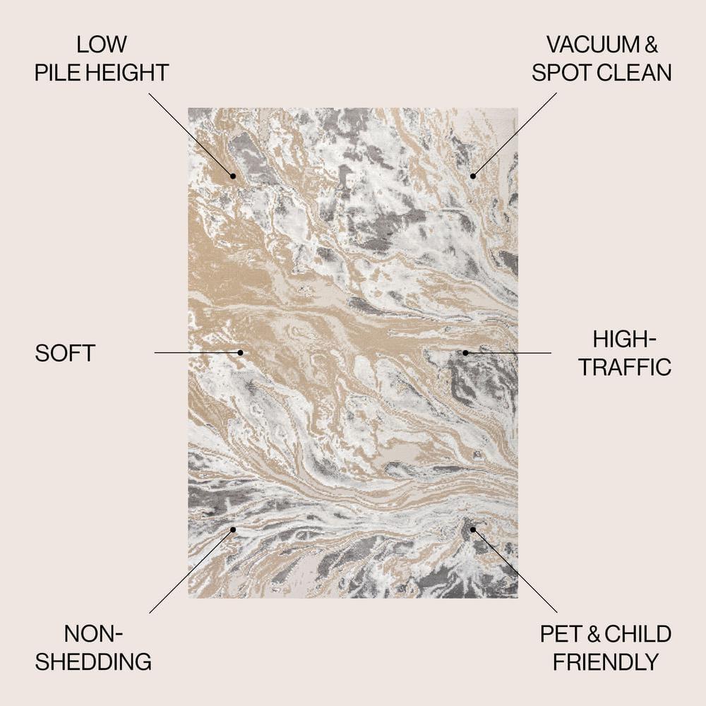 JONATHAN Y Swirl Marbled Abstract Beige/Ivory 8 ft. x 10 ft. Area Rug
