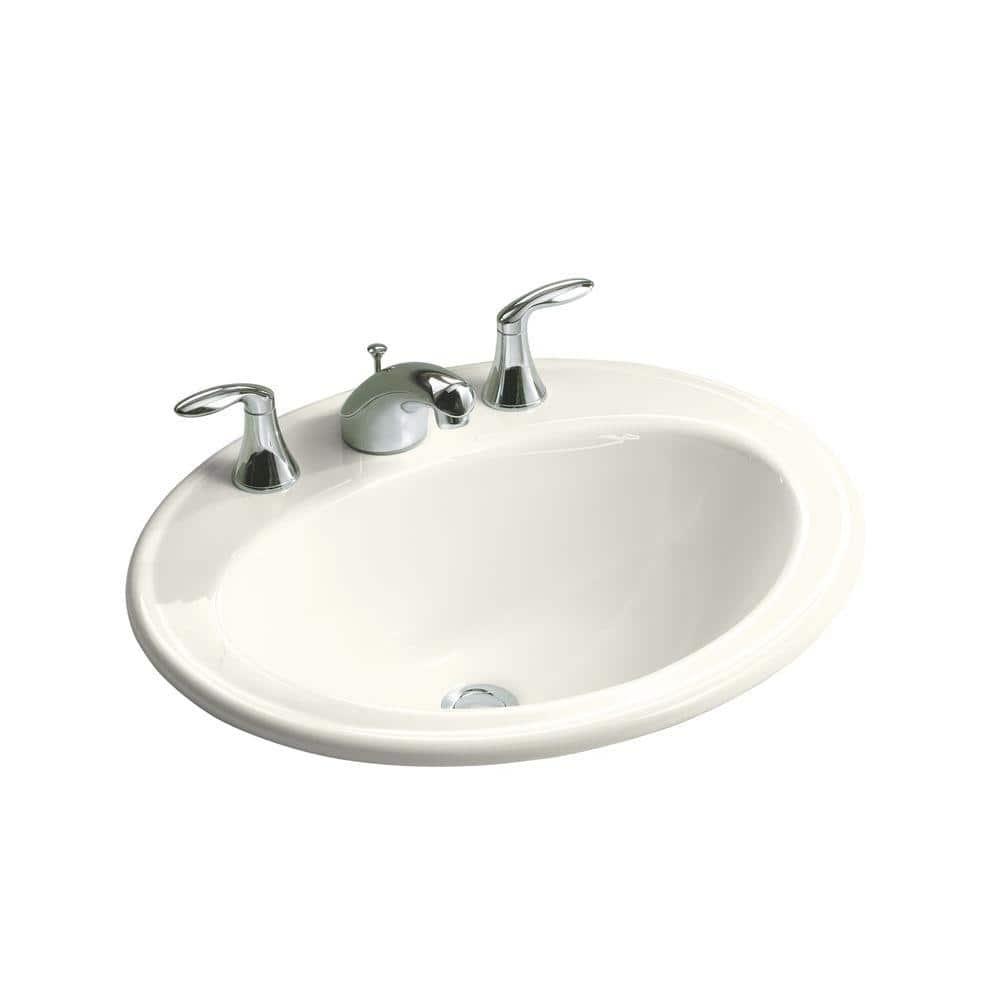 Pennington Ceramic Oval Drop-In Bathroom Sink with Overflow