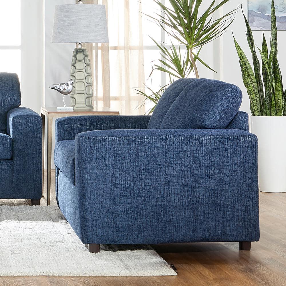 New Classic Furniture Kylo Polyester Fabric 3-Seater Sofa in Blue