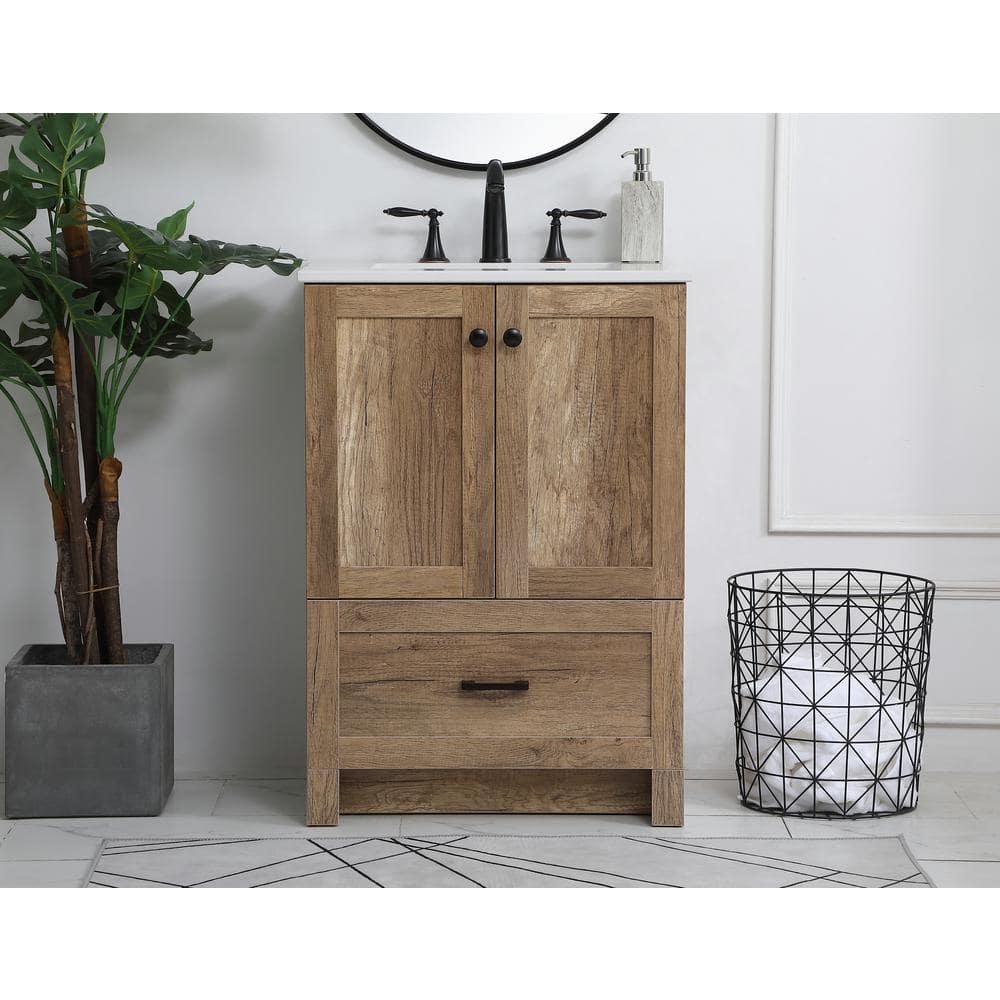 Elegant Kitchen and Bath Elegant Kitchen And Bath 24 Inch Single Bathroom Vanity In Natural Oak