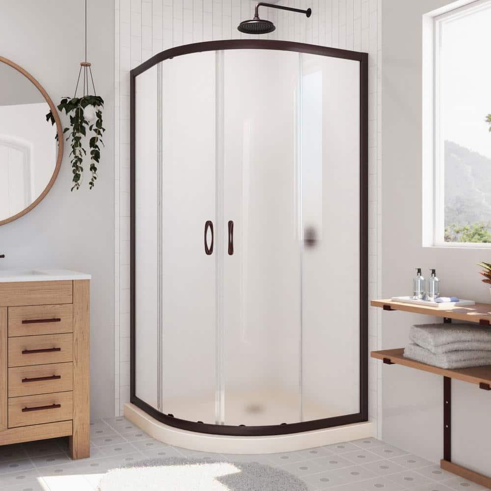 Prime 33" W x 33" D x 74.75" H Semi-Frameless Sliding Shower Enclosure with Base Included