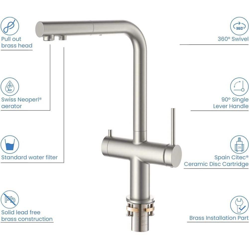 KIBI KFF502BN KIBI Circular 2-in-1 Single Hole Pull Out Kitchen Faucet