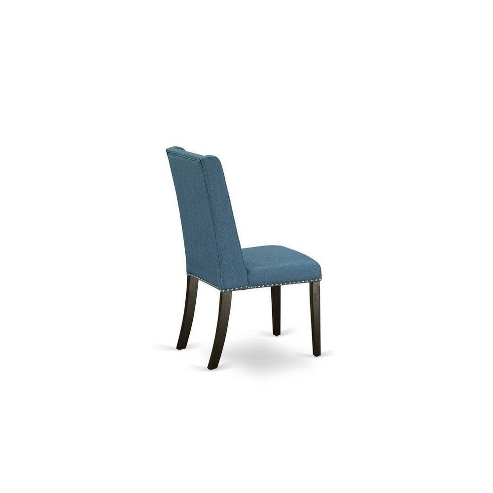 East West Furniture Antique 5-piece Wood Dining Set in Black/Mineral Blue
