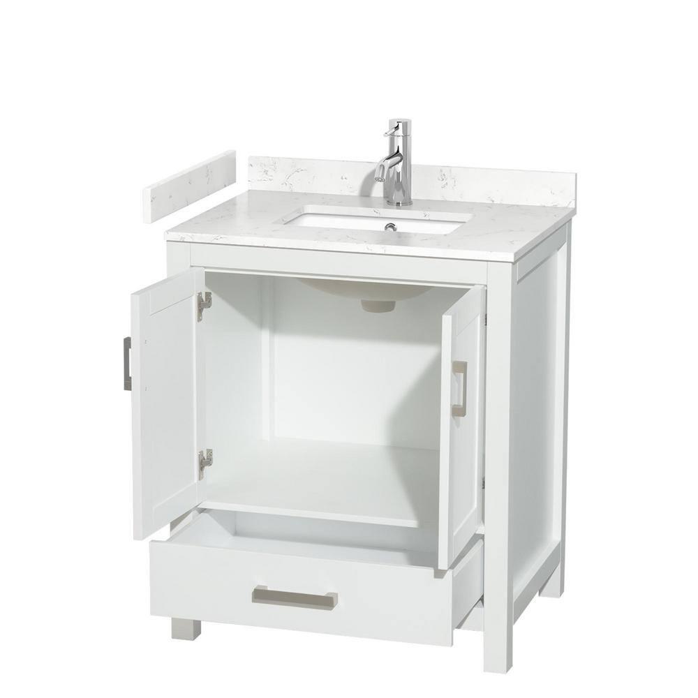 Wyndham Collection Sheffield 30" Freestanding Single Bathroom Vanity with Cultured Marble Top