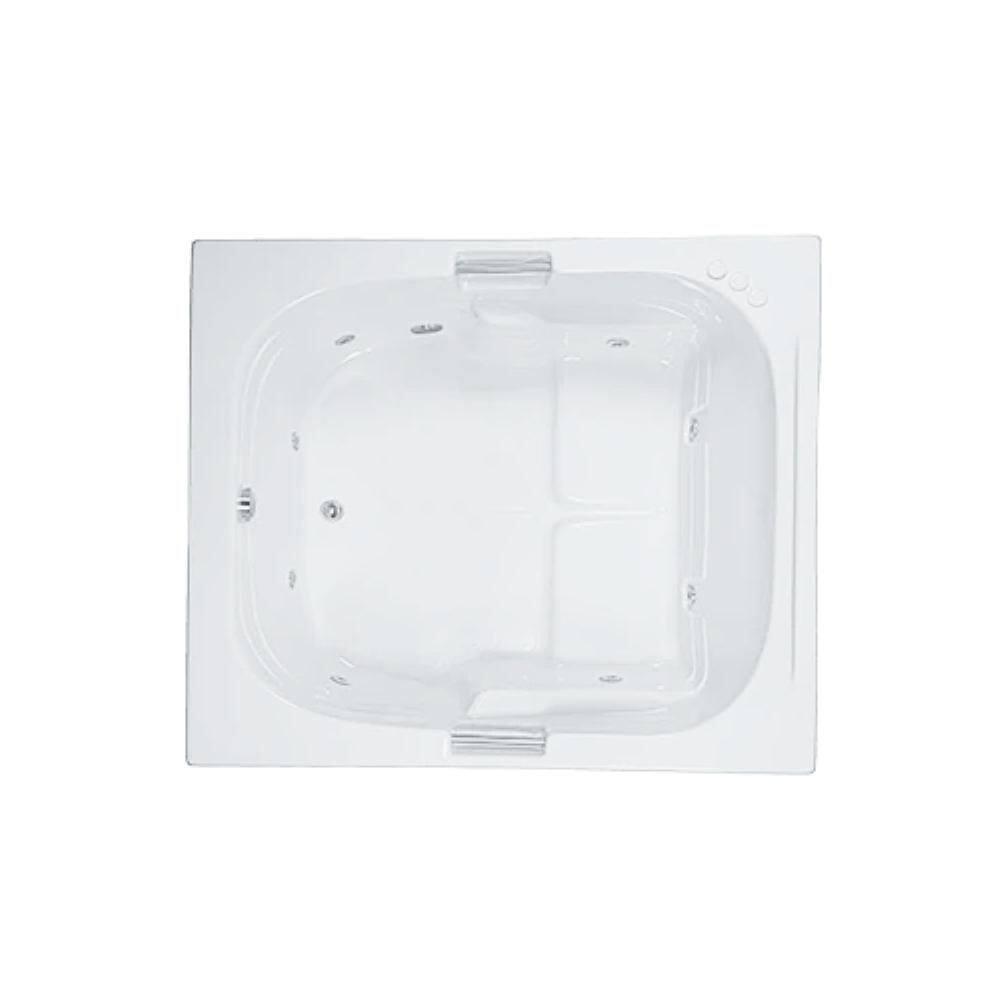 WaterTech Acrylic 60 in. x 60 in. SQ Reversible Drain Drop-In Whirlpool Tub - Biscuit