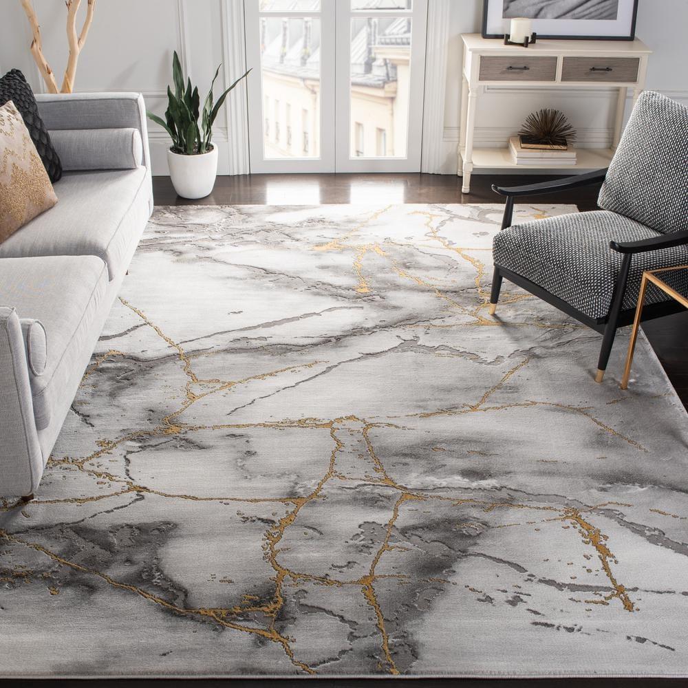 SAFAVIEH Craft Paul Abstract Area Rug, Grey/Gold, 12' x 12' Square