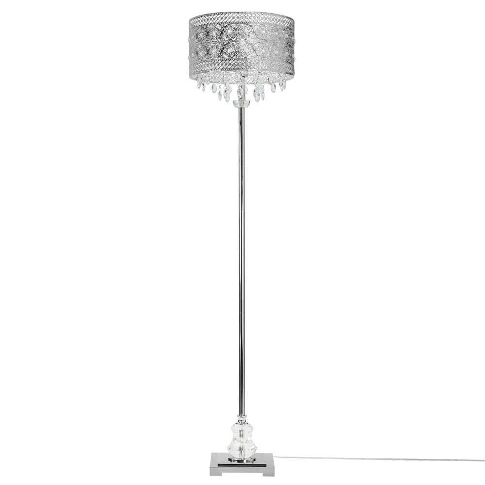 River of Goods Monroe Crystal and Polished Nickel 60.5" Floor Lamp