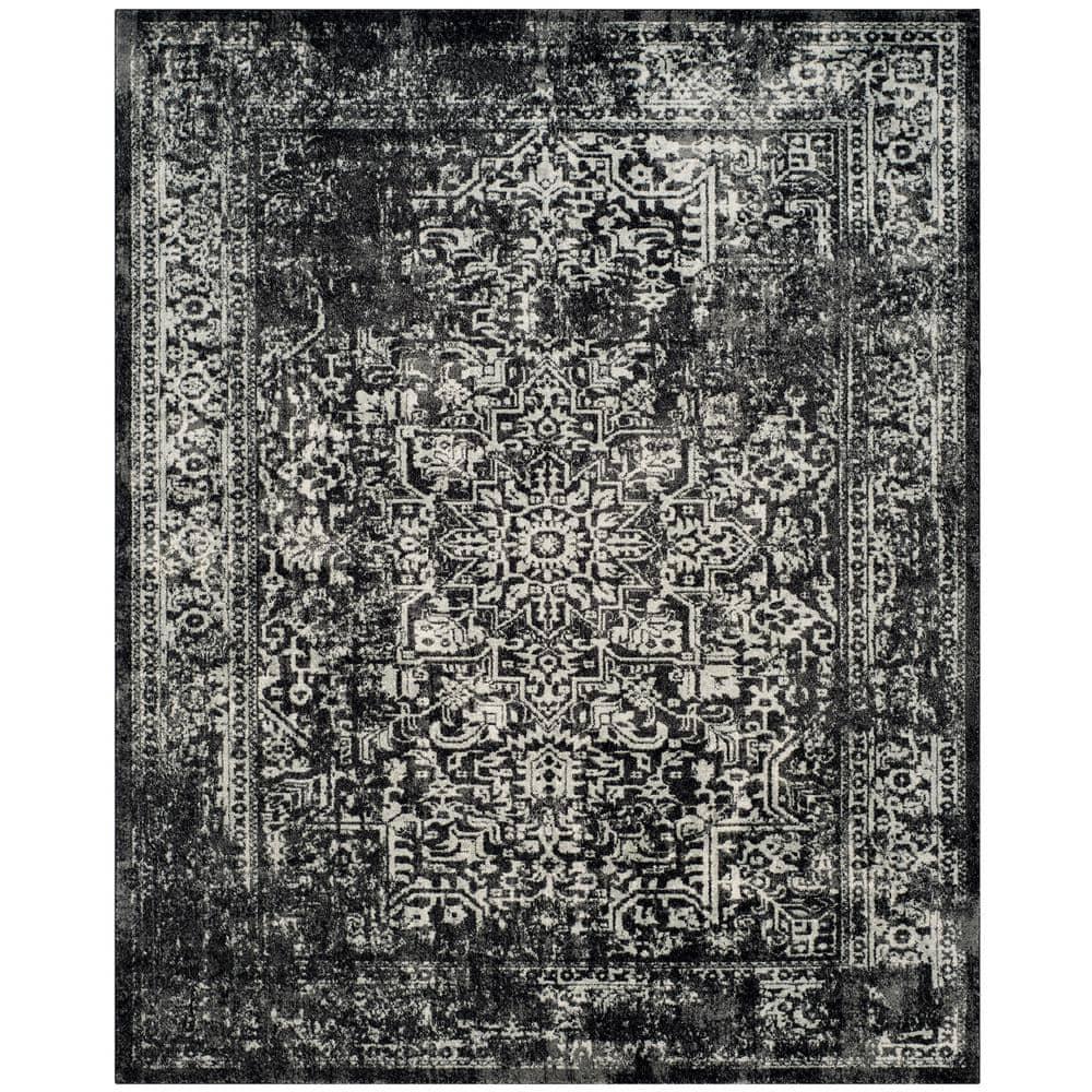 SAFAVIEH Evoke Trena Traditional Distressed Area Rug, Black/Grey, 9' x 12'