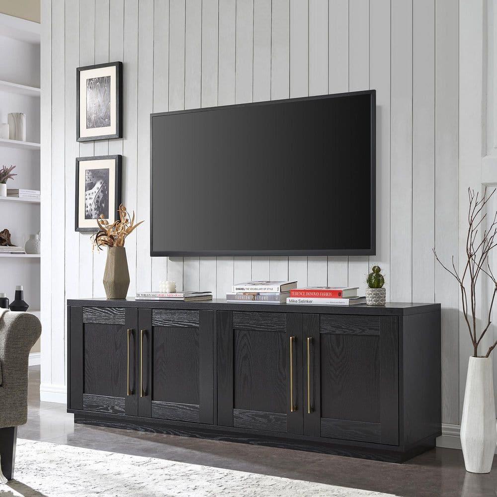 Evelyn&Zoe Tillman Rectangular TV Stand for TV's up to 75", Black Grain
