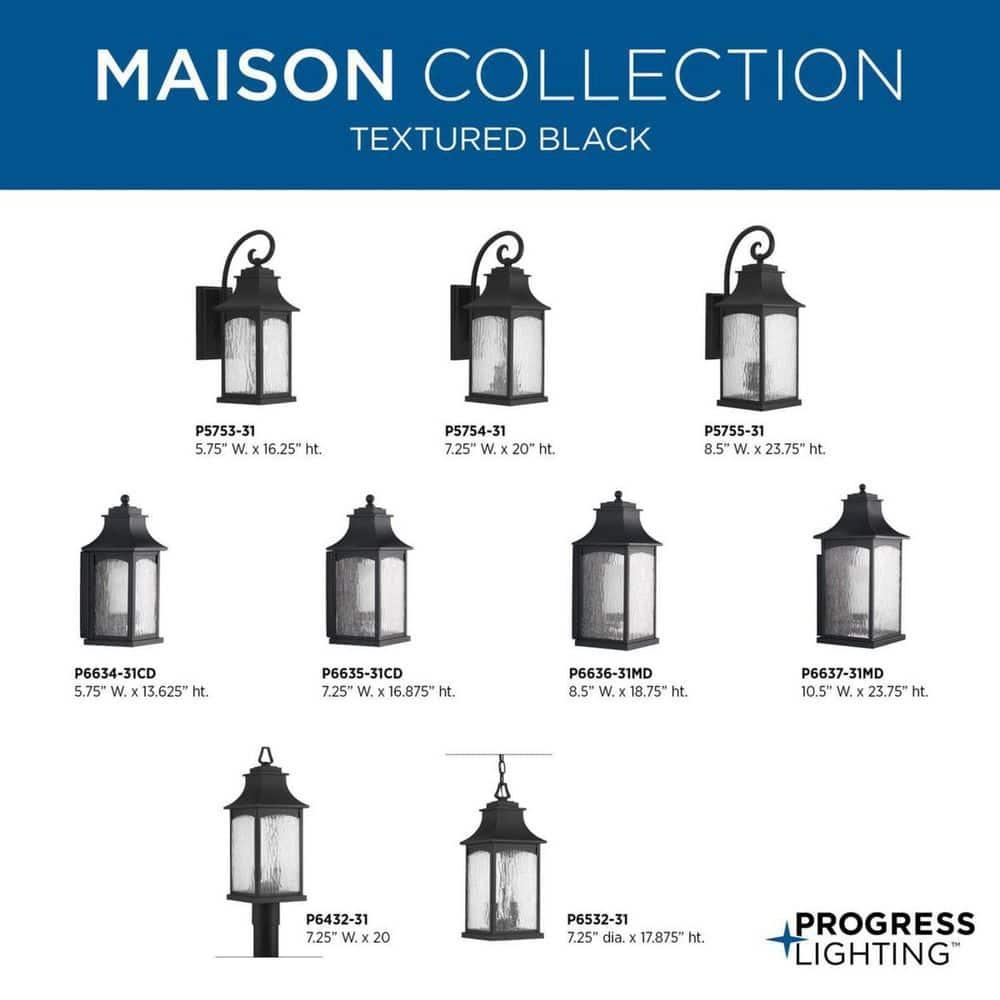 Progress Lighting Maison 1-Light Wall Lantern, Oil Rubbed Bronze, Clear Seeded Glass