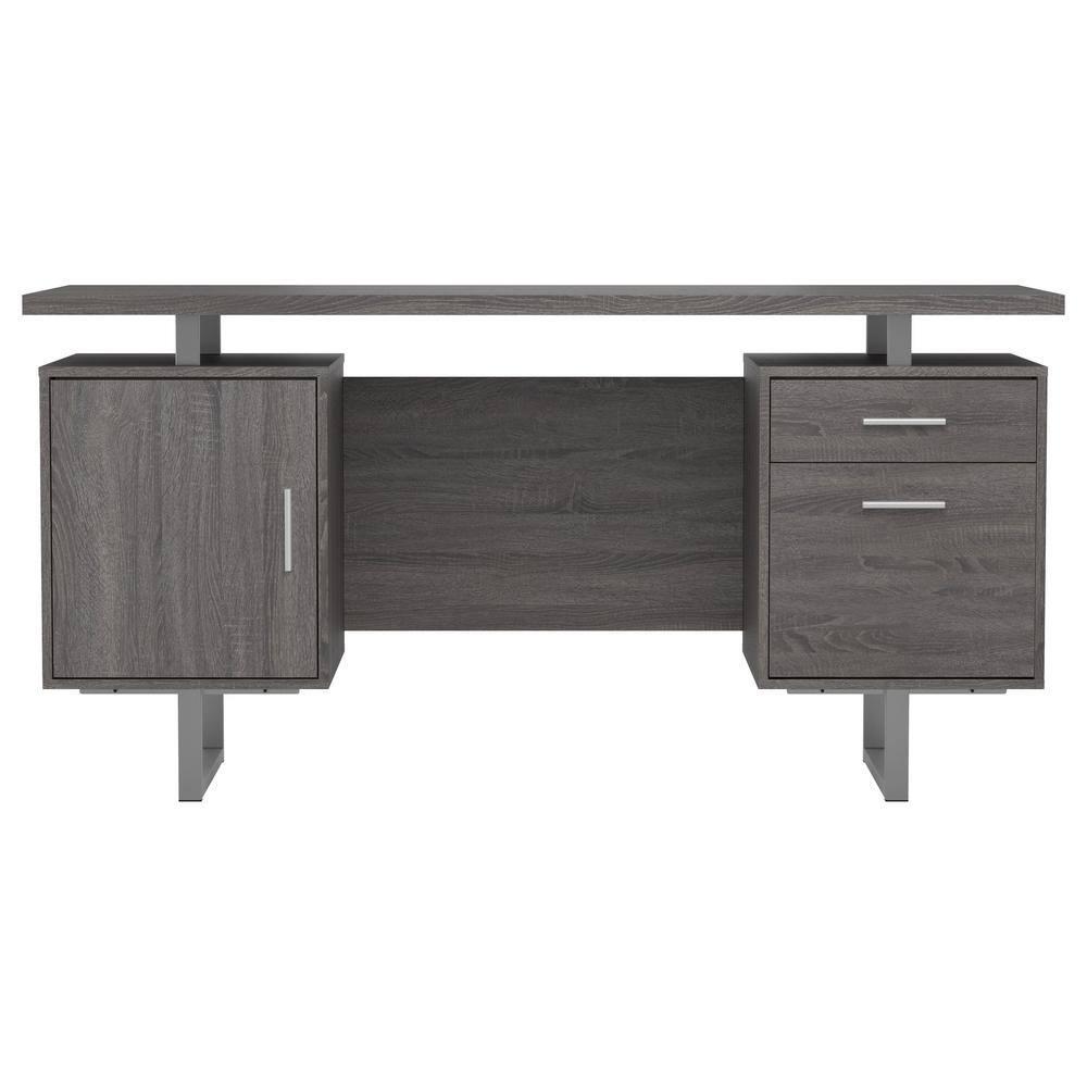 Lawtey 2 Drawer Office Desk Weathered Gray - Coaster: Modern Home Furniture with File Storage