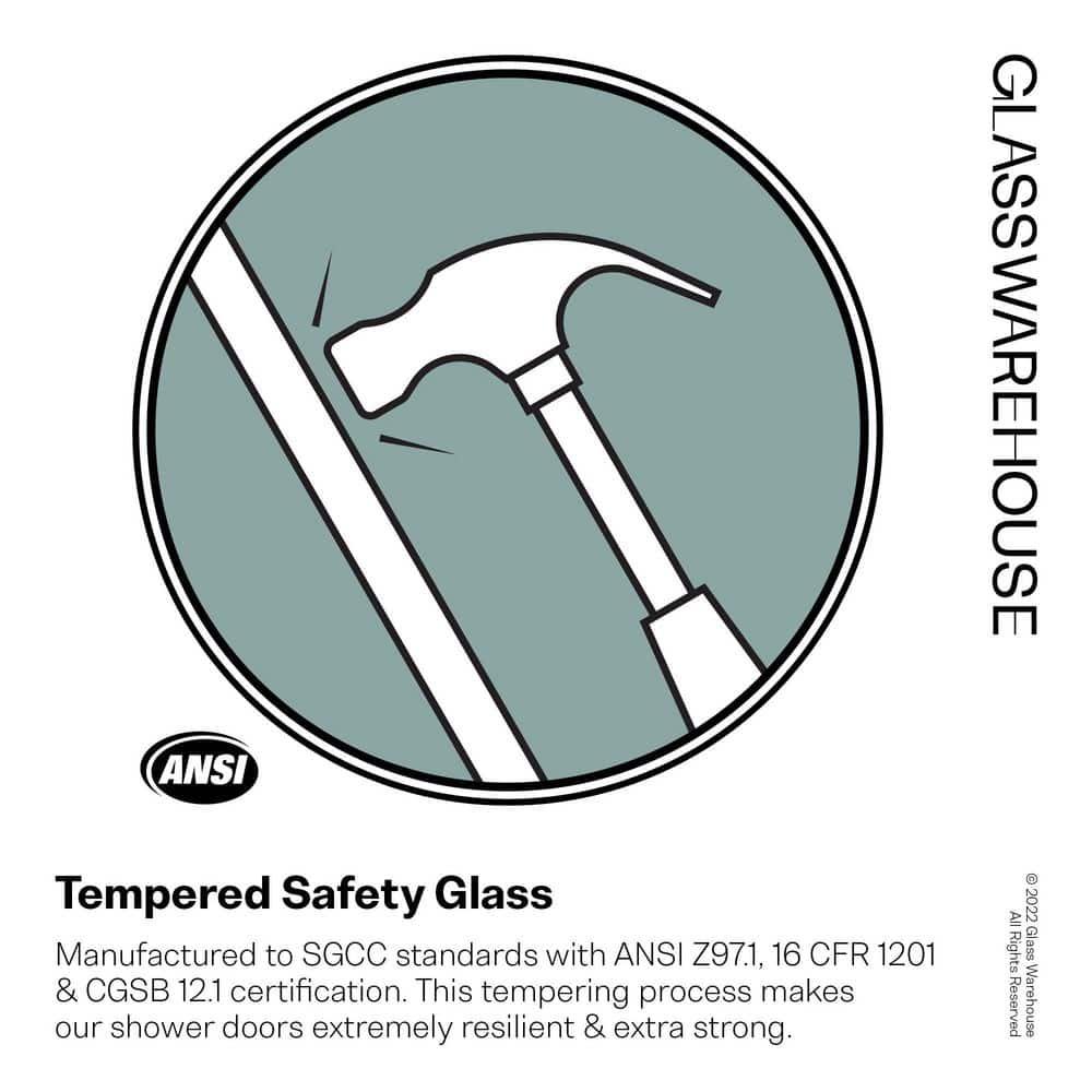 Glass Warehouse Halo 31.75 in. x 78 in. Frameless Glass Hinge Shower Door GW-GH-31-75-PB