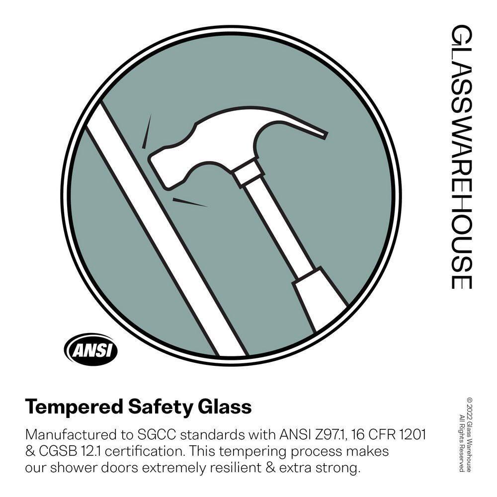 Glass Warehouse Halo 53.5 in. x 78 in. Frameless Glass Hinge Shower Door GW-GH-53-5-MB