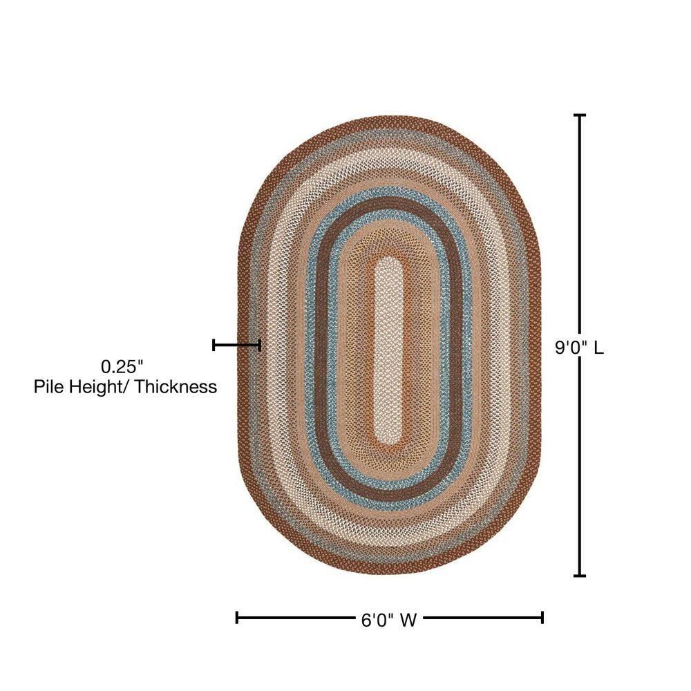 Braided BRD313 Hand Woven Area Rug - Brown/Multi - 6'x9' Oval - Safavieh.