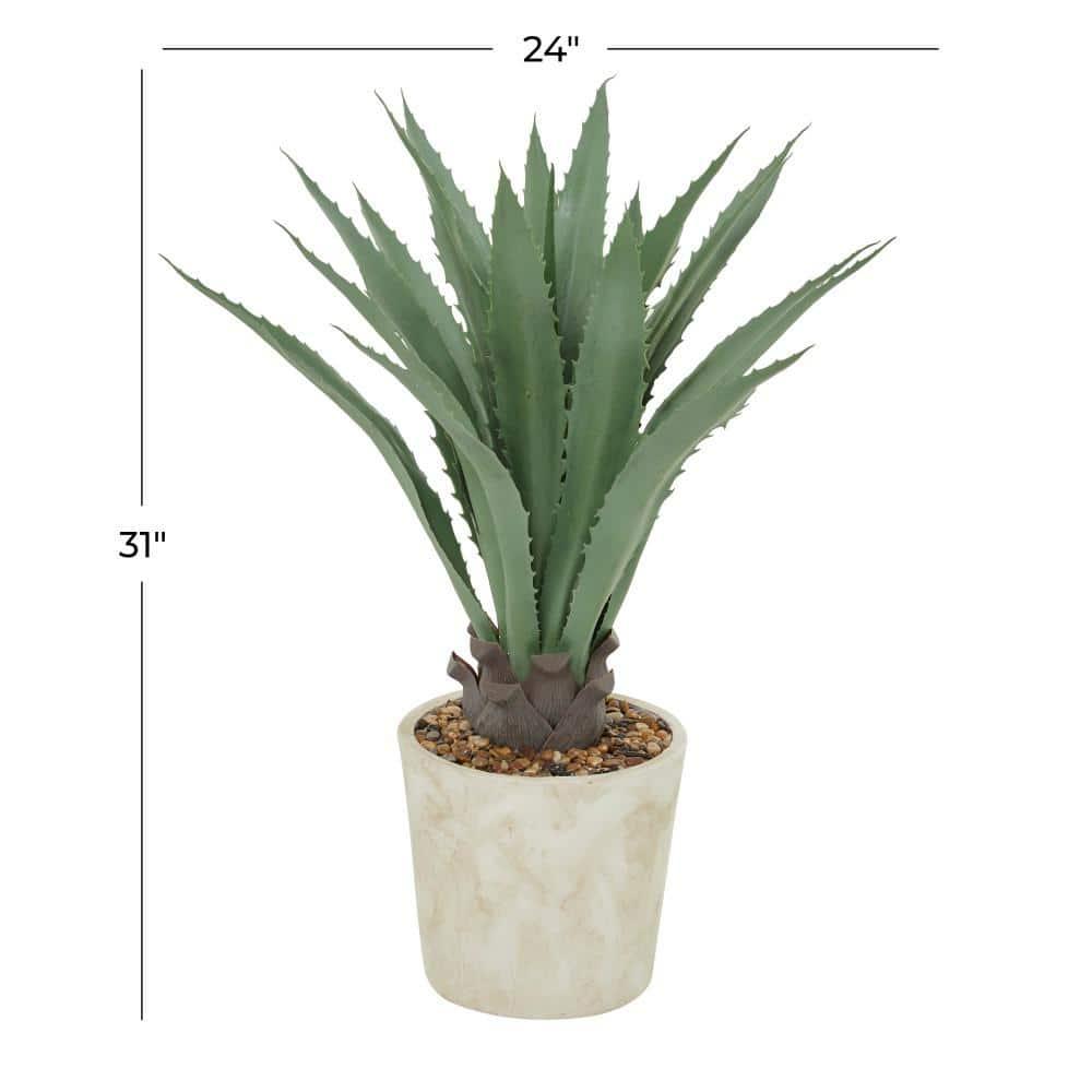 DecMode 31" Artificial Agave Plant in Realistic Leaves and Beige Ceramic Pot