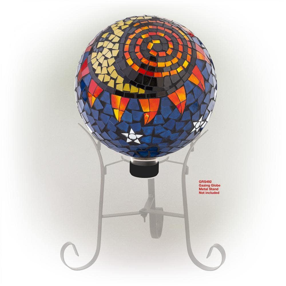 Alpine Corporation 10" Glass Mosaic Sun and Moon Gazing Globe, Multicolor