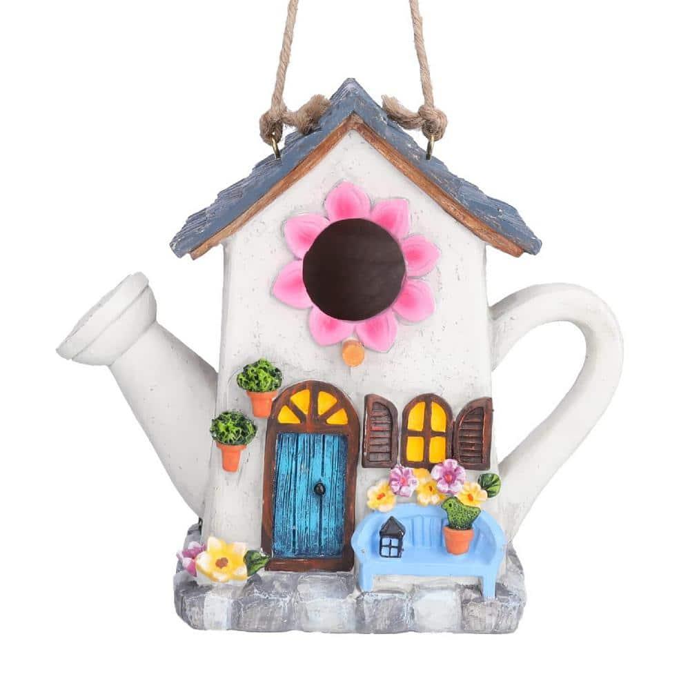 Yinns Bird House, Hanging Birds House for Outside, Wild Birdhouse, Decorative Watering Can Bird House for Home Garden Decor