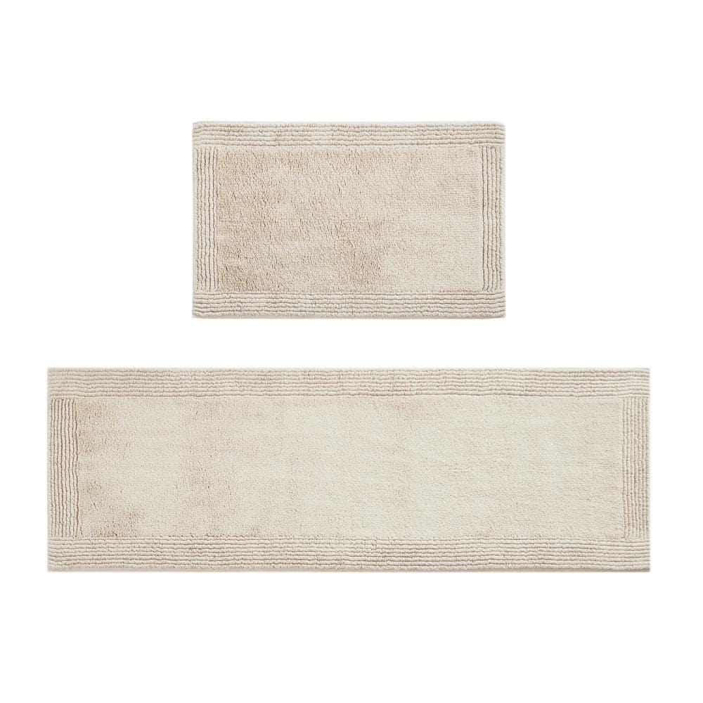 Madison Park 24"x72" Splendor Cotton Tufted Reversible Bath Rug Tan: Machine Washable, OEKO-TEX Certified