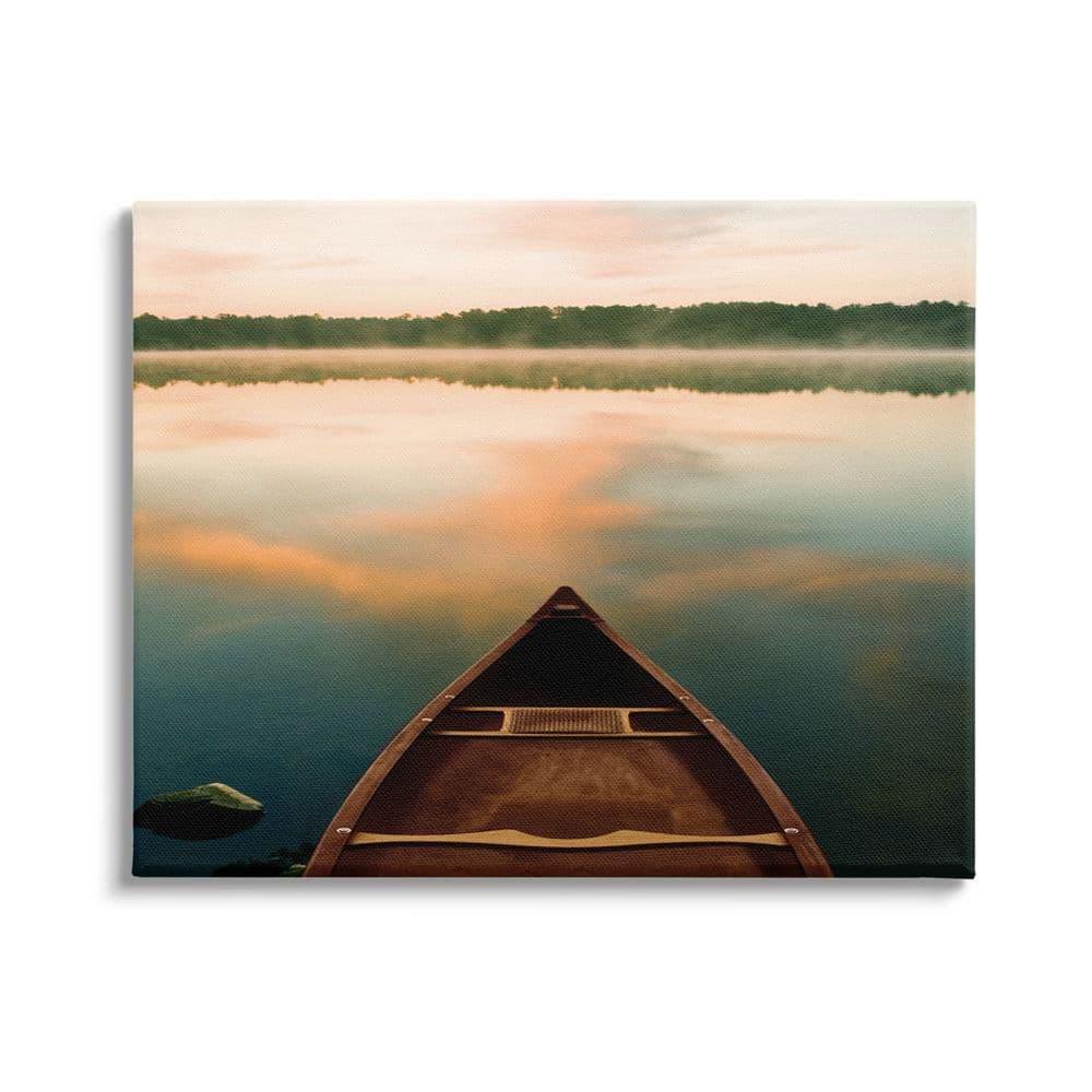 Stupell Industries Canoe On Lake Warm Sunrise Water Reflection by Danita Delimont - Painting